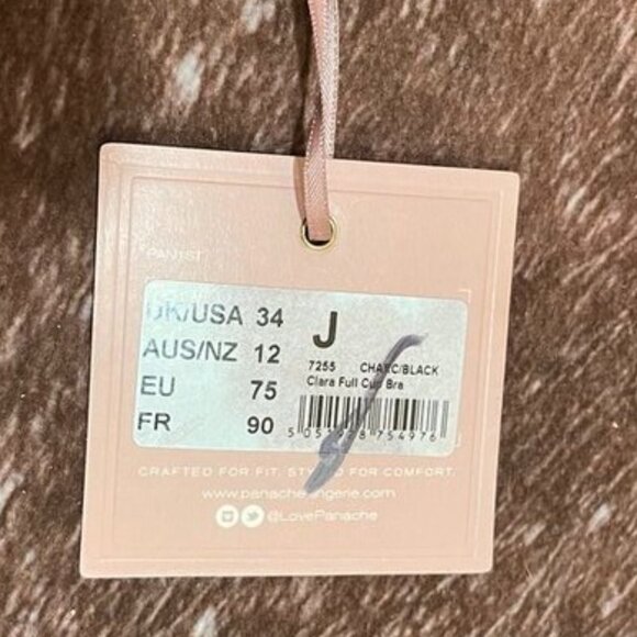 Panache Clara Full Cup Underwire Lace Bra Black 34J NWT - Picture 6 of 11